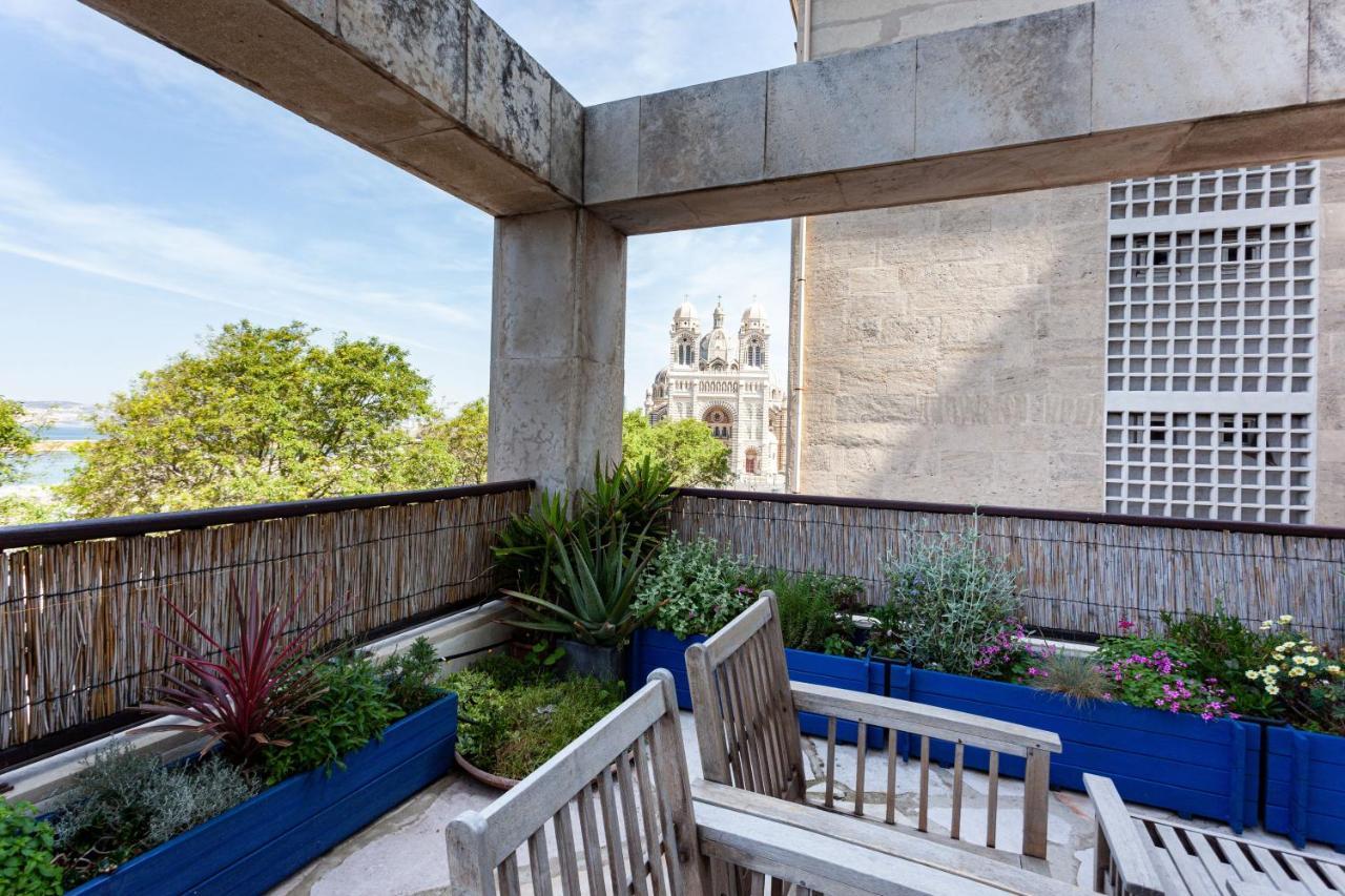 Terrasse Fadoli - Grande Terrasse Avec Vue Mer Et Cathedrale マルセイユ エクステリア 写真